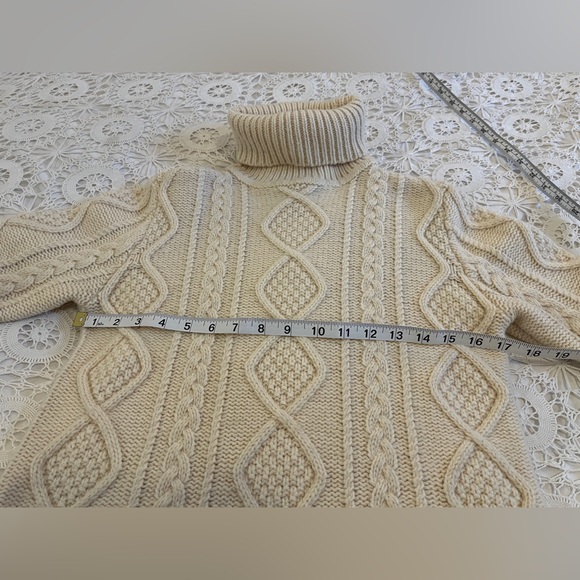 Eddie Bauer wall Argyle fisherman knit turtleneck sweater - Picture 3 of 6